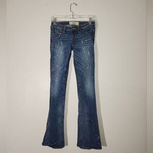 Women's Hollister Boot Cut Blue W/ Paint Splatter Jeans